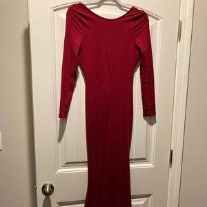 Long, flattering red dress with open back